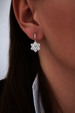 Stříbrné náušnice KVĚTINY se zirkony na klapku